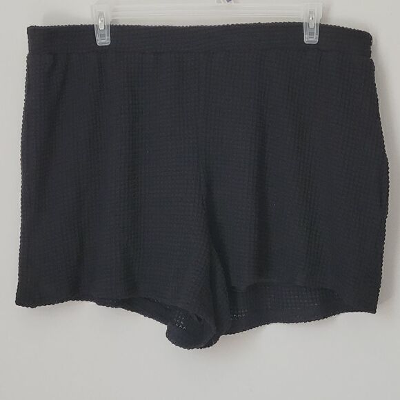 Shein Curve Black Pull On Waffle Shorts Size 4XL - Picture 5 of 7
